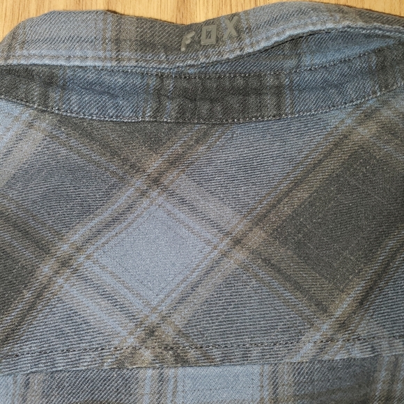Fox Racing Plaid Flannel Long Sleeve Medium Blue Black Y2K - Picture 9 of 9